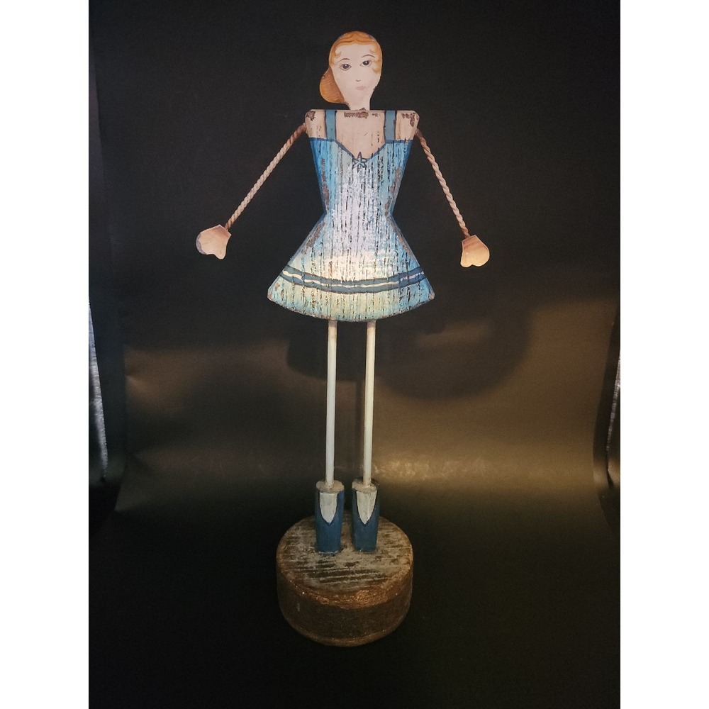 VTG Wood‎ & Metal Handpainted Ballerina Doll Made in Phillipines 11.5"